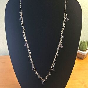 LOFT Goldtone and Purple Bead & Tassel Necklace
